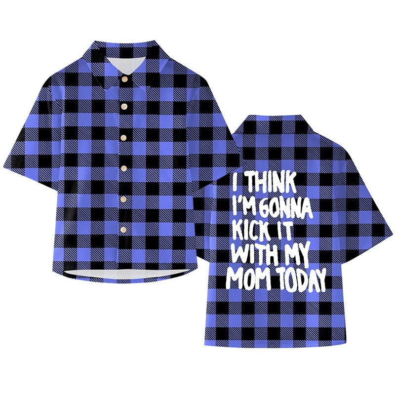 Kids Boys Button Down Shirt Plaid Printed Short Sleeve Loose Tshirts Summer Soft Lightweight Girls Trendy Fashion Tops2