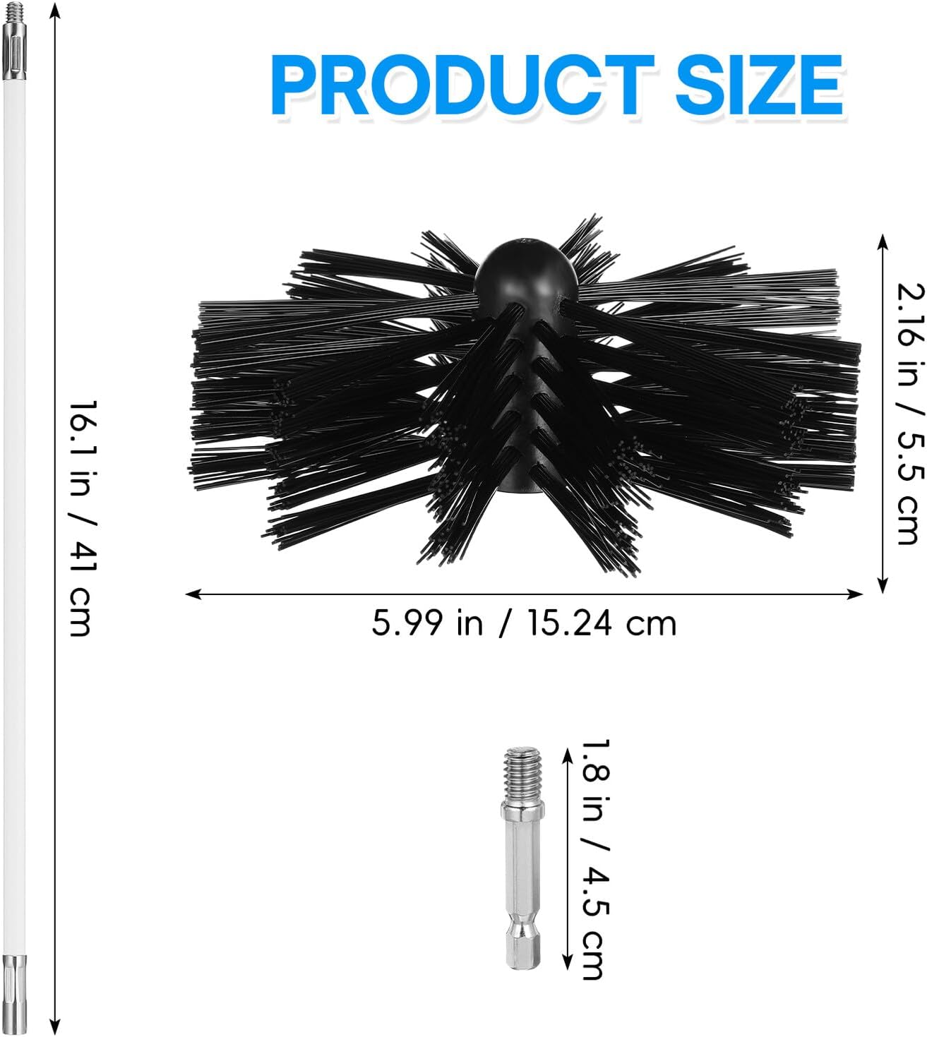 minkissy Chimney Cleaning Kit 30ft Flexible Rods with 2 6-inch Brush Heads Dryer Vent Cleaner Tools Chimney Sweep Brush Set for Fireplace and Air Duct Maintenance