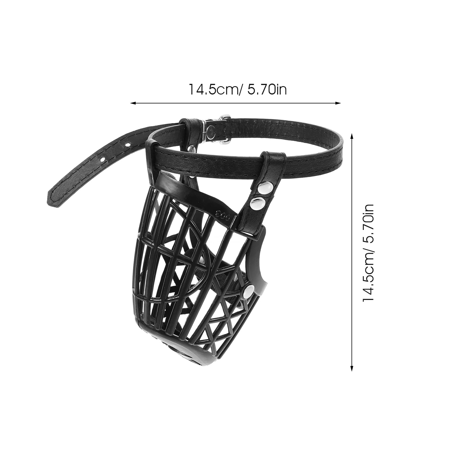 Balacoo 1 Set of 7Pcs Basket Dog Muzzle with Adjustable PU Leather Strap Fashion Dog Mouth Cover Anti- bite Safety for Pet Dog (Black) - Image 2