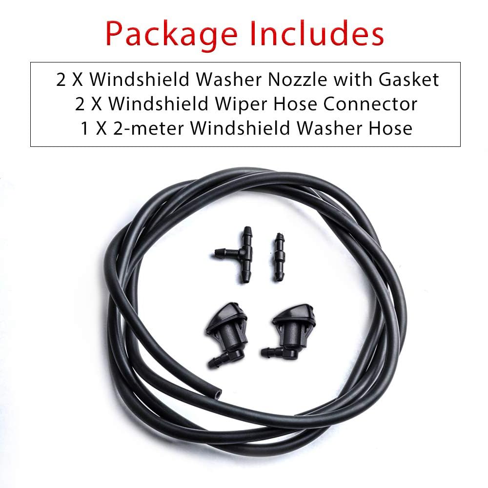 Unifizz Kit de boquillas de limpiaparabrisas de repuesto para limpiaparabrisas y manguera de líquido con conector para Jeep Grand Cherokee 2005-2016 para Chevy Malibu 2005-2013 para Pontiac G6