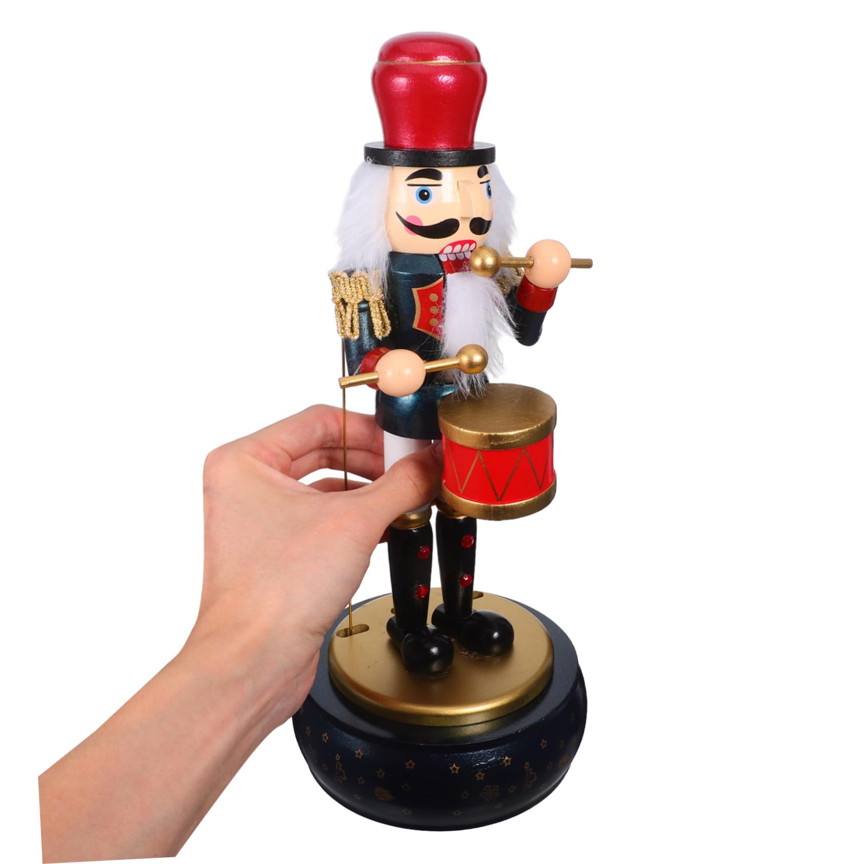 VICASKY Carillon Carica Manuale Tema Natalizio con Figurina Soldato Schiaccianoci in Legno Decorazione Musicale per Festa di Natale Melodie Rilassanti per Soggiorno