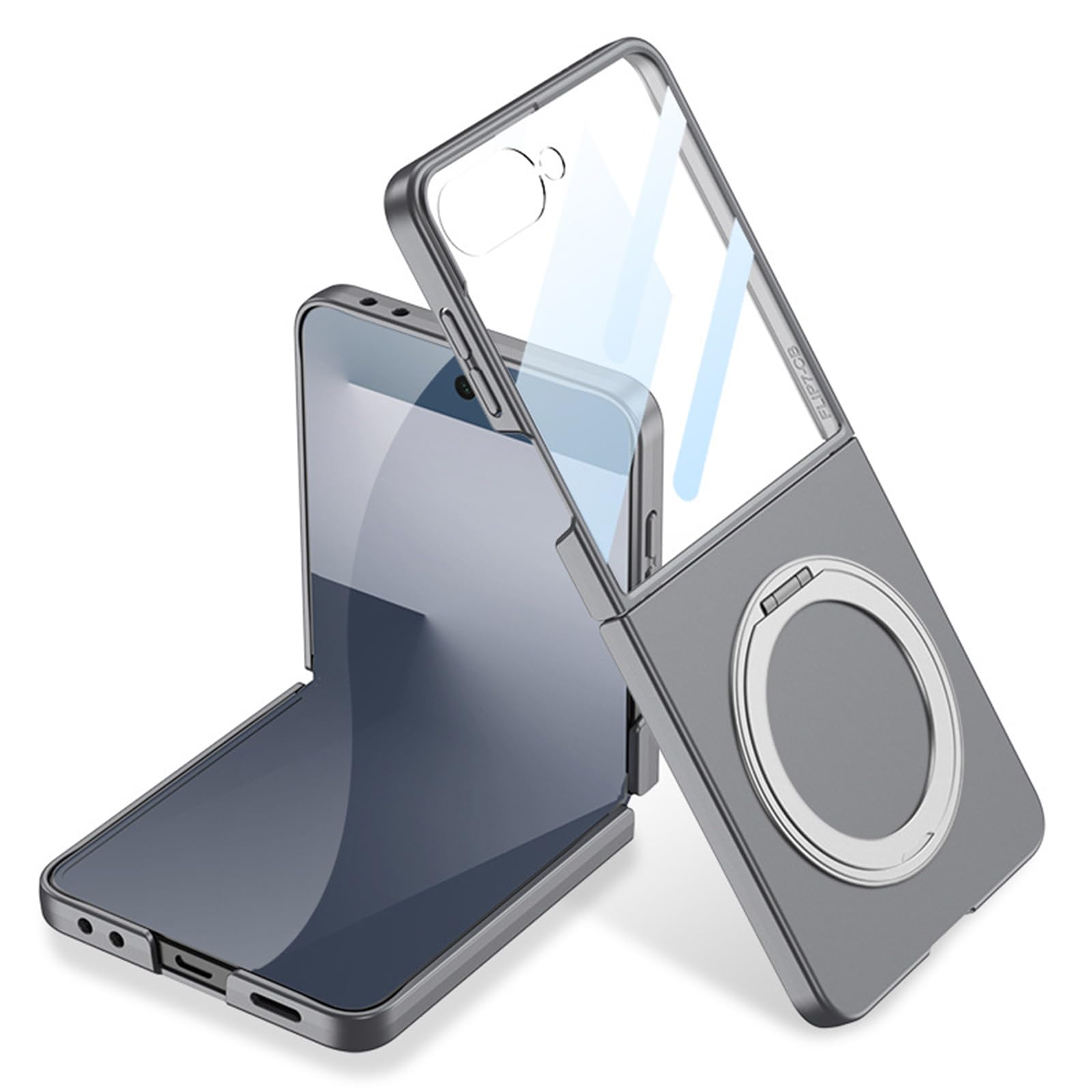 Magnetisch Hülle für Samsung Galaxy Z Flip 8, Drehbar Metall Ring Ständer
