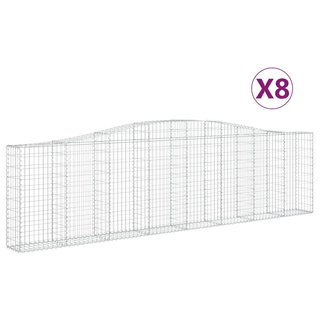 Set di 8 recinzioni per gabbioni, 400 x 30 x 100/120 cm, in ferro zincato con arco alto, per giardino, prato e terrazzo, robuste e durevoli, adatte anche come frangivista decorativa