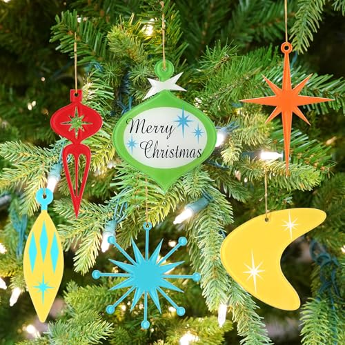 Vercraft 24 Pcs Mid Century Modern Christmas Ornaments Starburst Atomic Christmas Bulb Ornament Acrylic Retro Christmas Ornament Vintage Christmas Ornament Tree Mid Century Holiday Decor