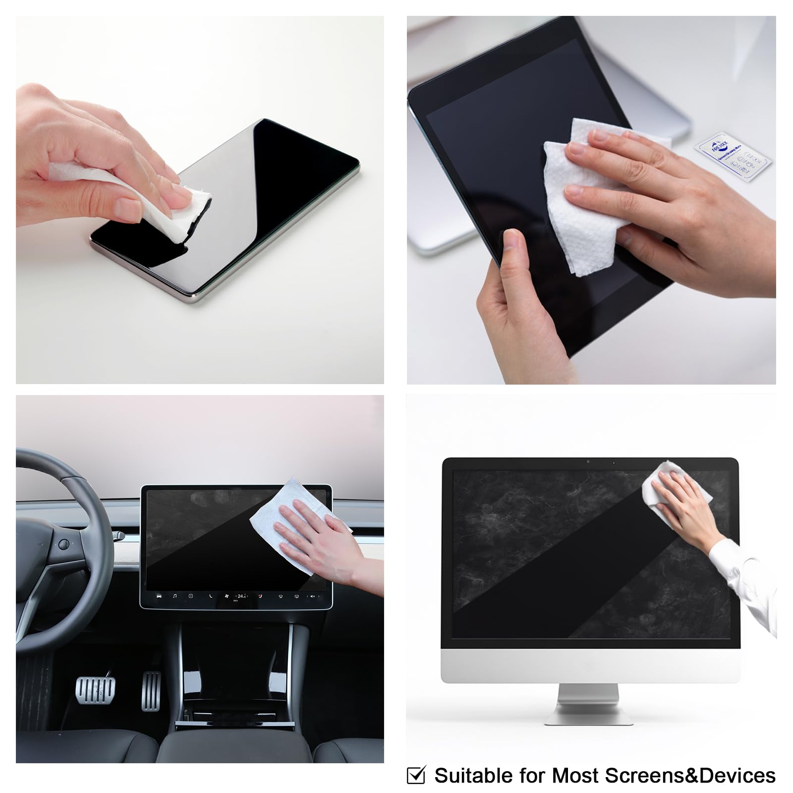Toallitas de pantalla para electrónica, 240 toallitas limpiadoras de pantalla prehumedecidas de 6 x 6 pulgadas. Toallitas electrónicas para pantallas, computadora, laptop, tablet, teléfono, monitor.