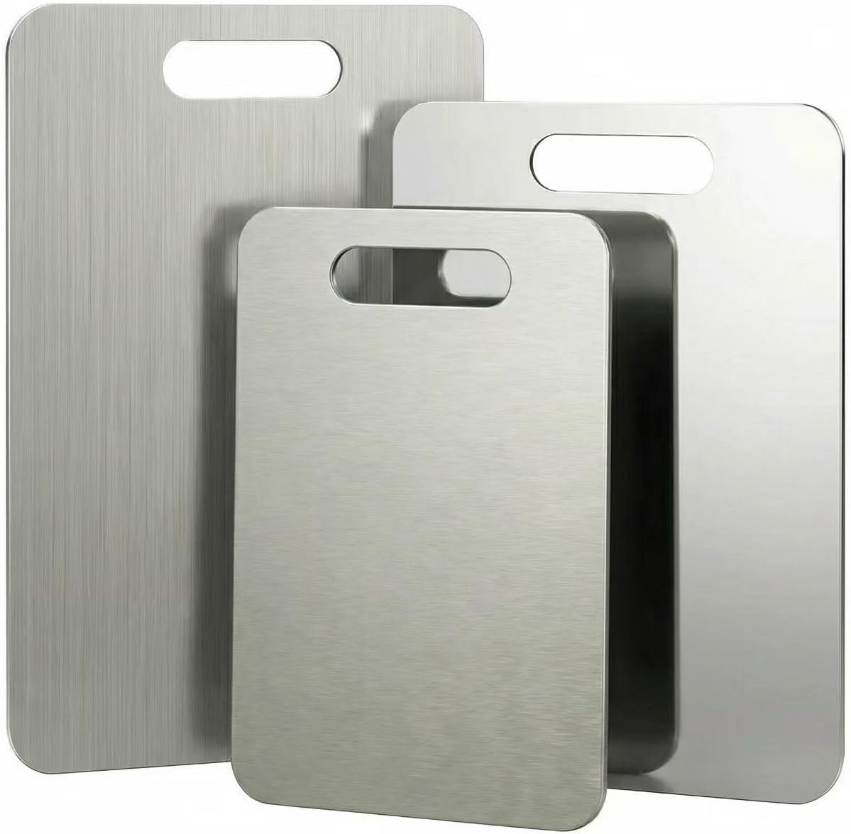 3 PCS Stainless Steel Cutting Boards for Kitchen, 304 Metal Non Stick Chopping Board Set, Dishwasher Safe & Warp Proof (15.3"x11", 13.4"x9", 11.8"x7.9" Inch)