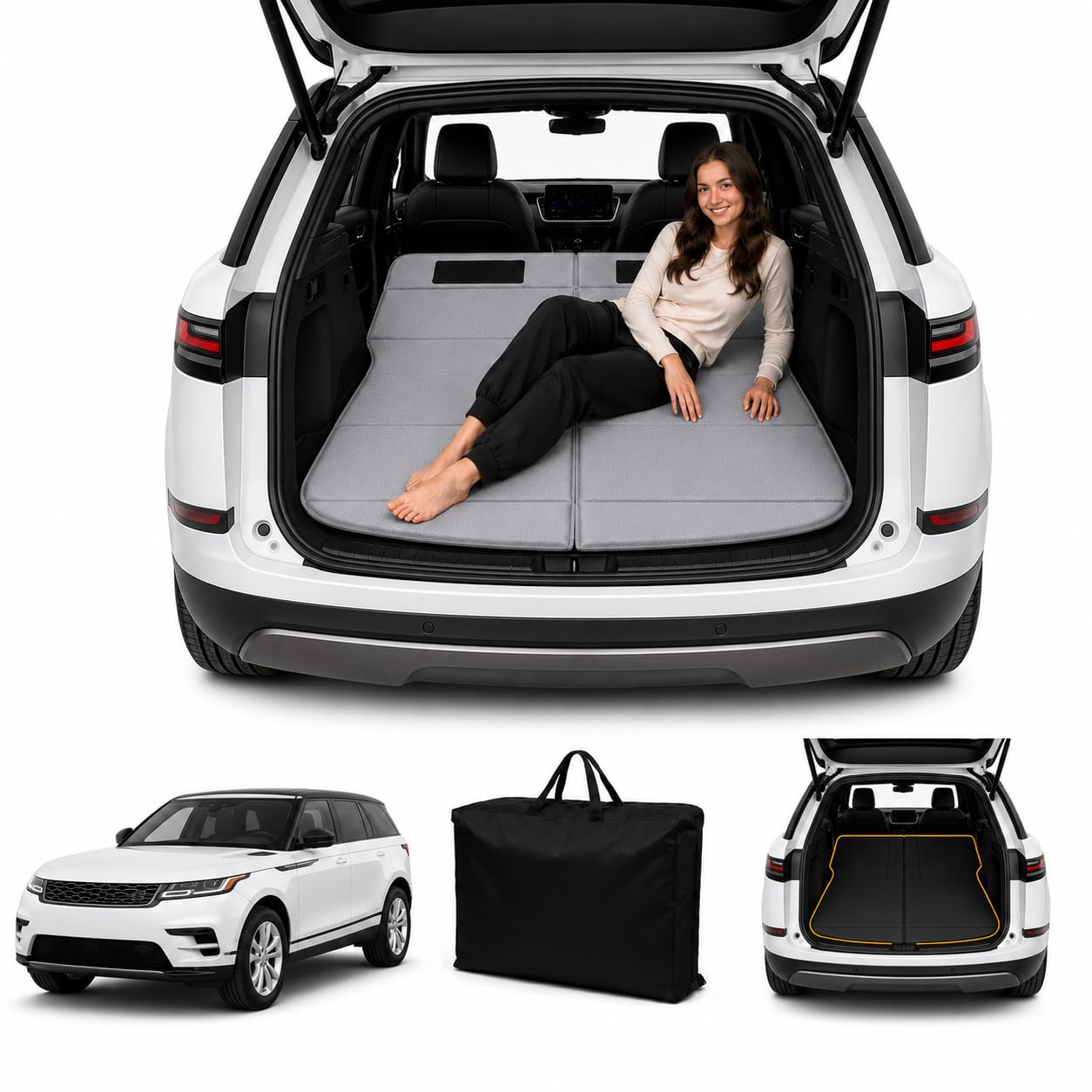 Car Mattress for 2022–2026 Full-Size SUV, Upgraded Non-Inflatable Thickened Foam SUV Car Camping Mattress, Foldable Trunk Sleeping Pad Car Bed Mattress for Road Trips Camping Travel