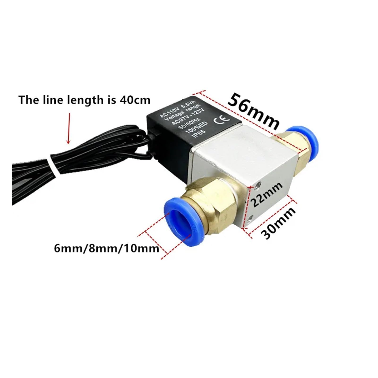 LIUCH 2/2-Wege Magnetventil 12V/24V/110V/220V – Normalerweise Geschlossen, 1/4 Zoll Schnellkupplung, Für CNC, Luft, Gas & Wasser