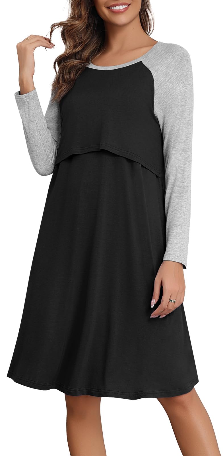 navy blue dress for baby girl Xpenyo Womens Nursing Dress Fall Winter Long Sleeve Maternity Breastfeeding