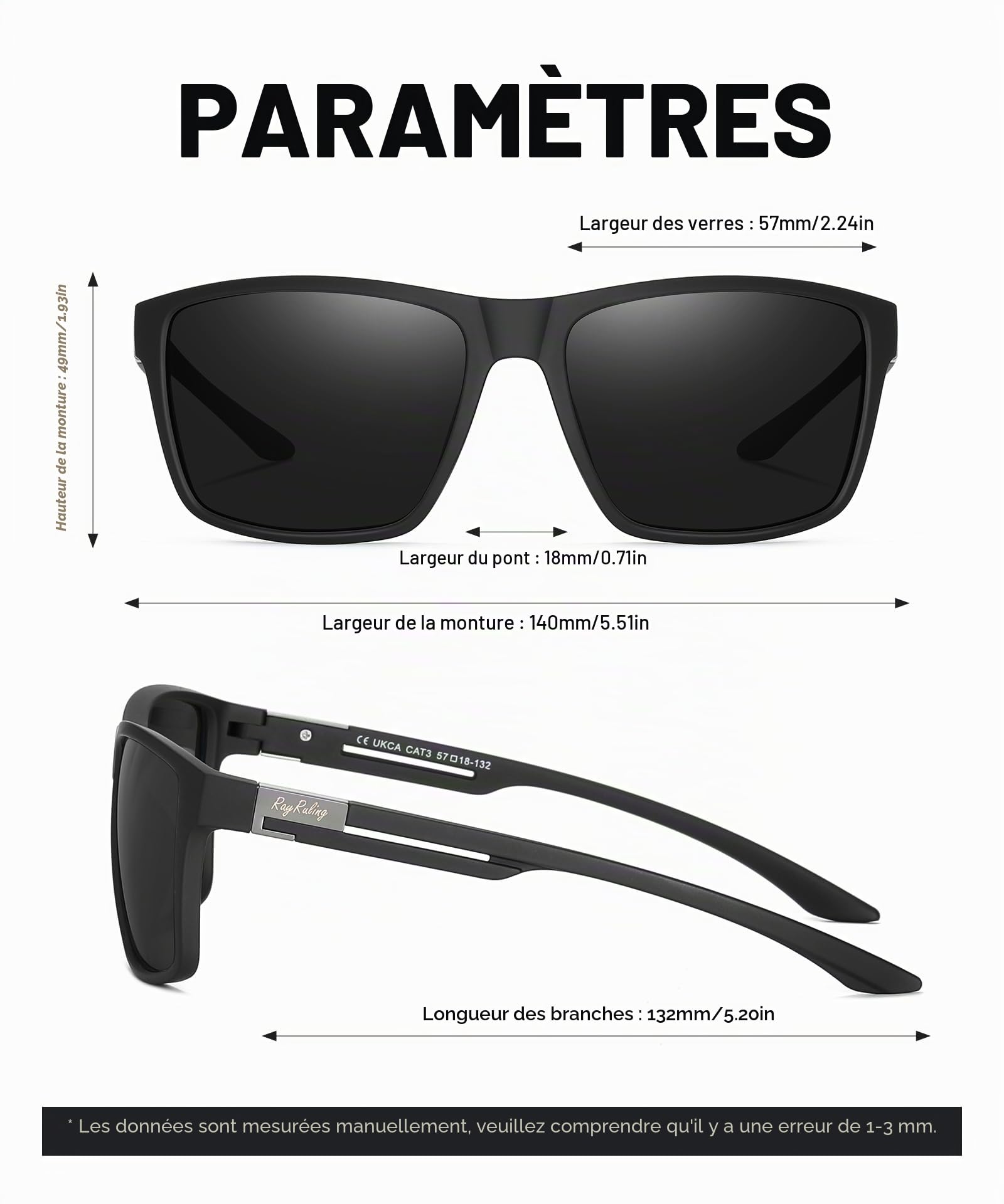 Lunettes de soleil polarisées homme femme, lunettes légères TR90 avec protection UV400, verres TAC anti-éblouissement pour conduite, pêche et usage quotidien, lot de 2