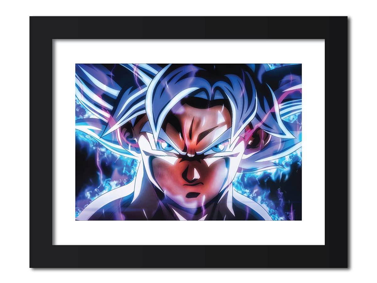 TenorArts Goku Poster Dragon Ball Z Anime Laminated Poster Framed Paintings with Matt Finish Black Frame (12inches x 9inches)
