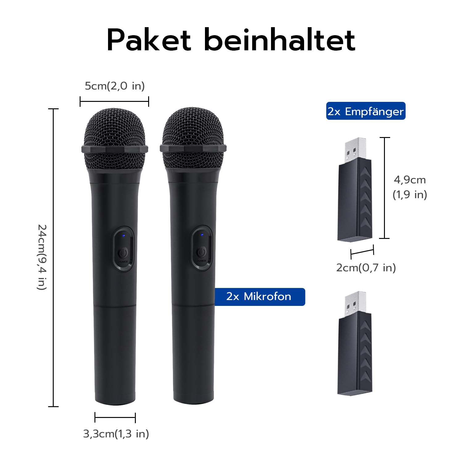 Mcbazel 2 Stück Kabelloses Gaming-Mikrofon mit Niedriger Latenzzeit für PS5, PS4 (Pro), PS3, PS2, Xbox (Series X/S, One, 360), Nintendo Switch (OLED, Gen 2), Wii (U-Modell), PC