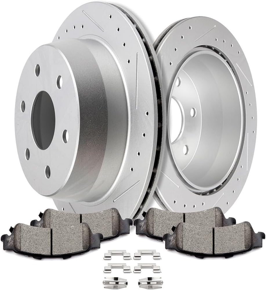 ECCPP D792-7700 55066 Rear 2pcs Brake Rotors + 4pcs Pads Fit For Chevrolet Astro 2003-2005,For Chevrolet Silverado 1500 1999-2006,For Chevrolet Tahoe 2000-2001,For GMC Safari 2003-2005 Brake Kit