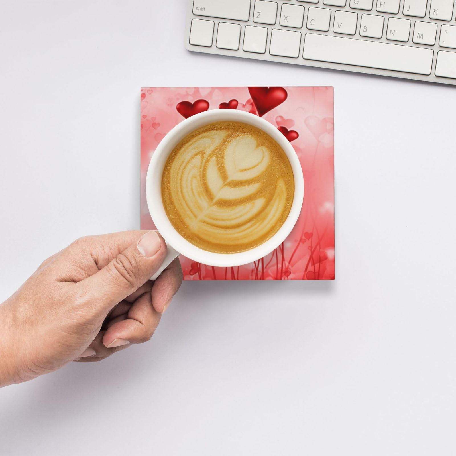Cuore astratto stampato sottobicchiere in ceramica set di 4 sottobicchieri decorativi