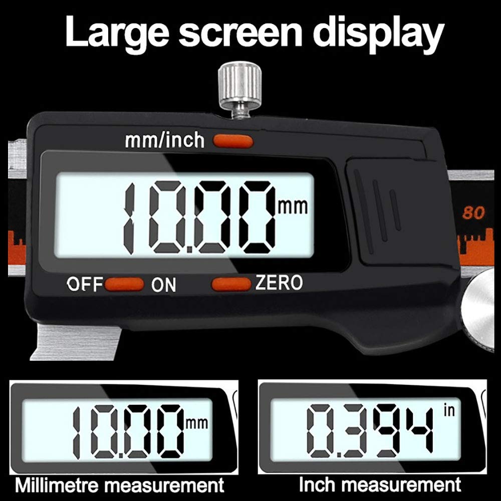 Calibradores Vernier Medidor Calibrador Digital Pantalla Digital Regla electrónica de Acero Inoxidable de Alta precisión Calibradores Digitales (Plata, 150 mm), Calibradores (Plata 150 mm)