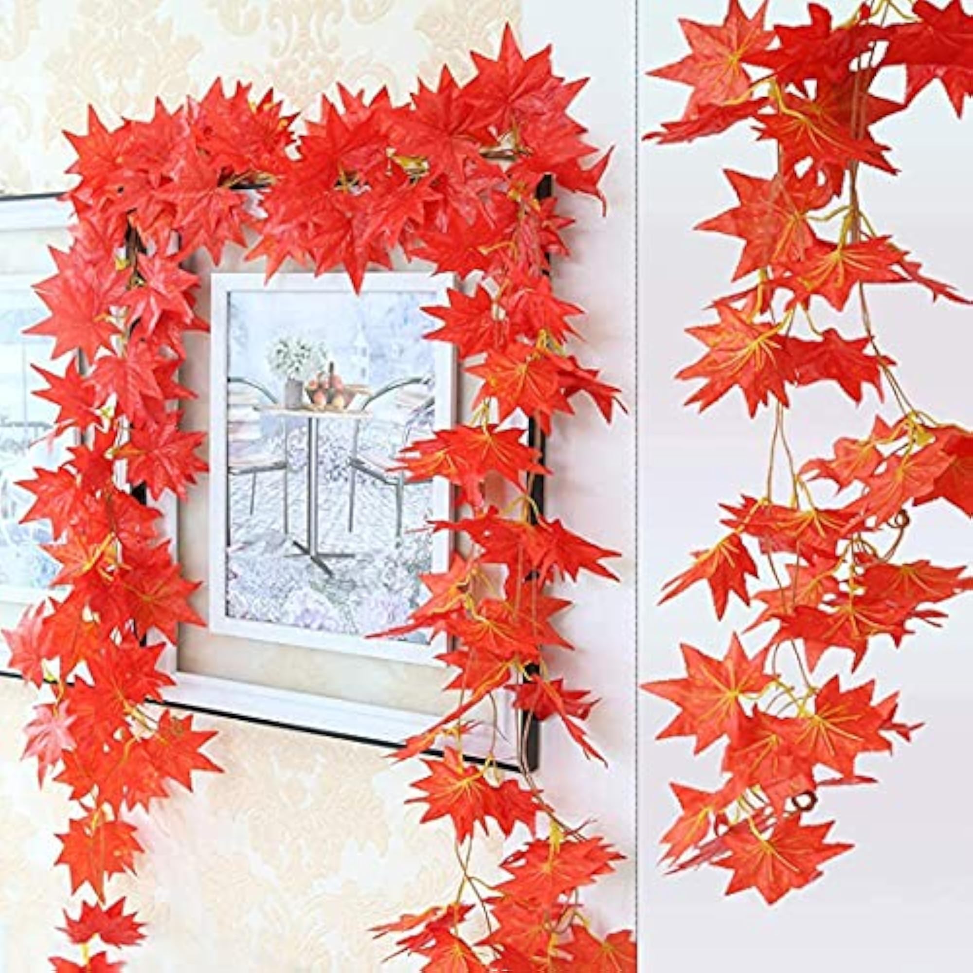 Orange Artificial Garlands Hanging Leaves Vine Creeper