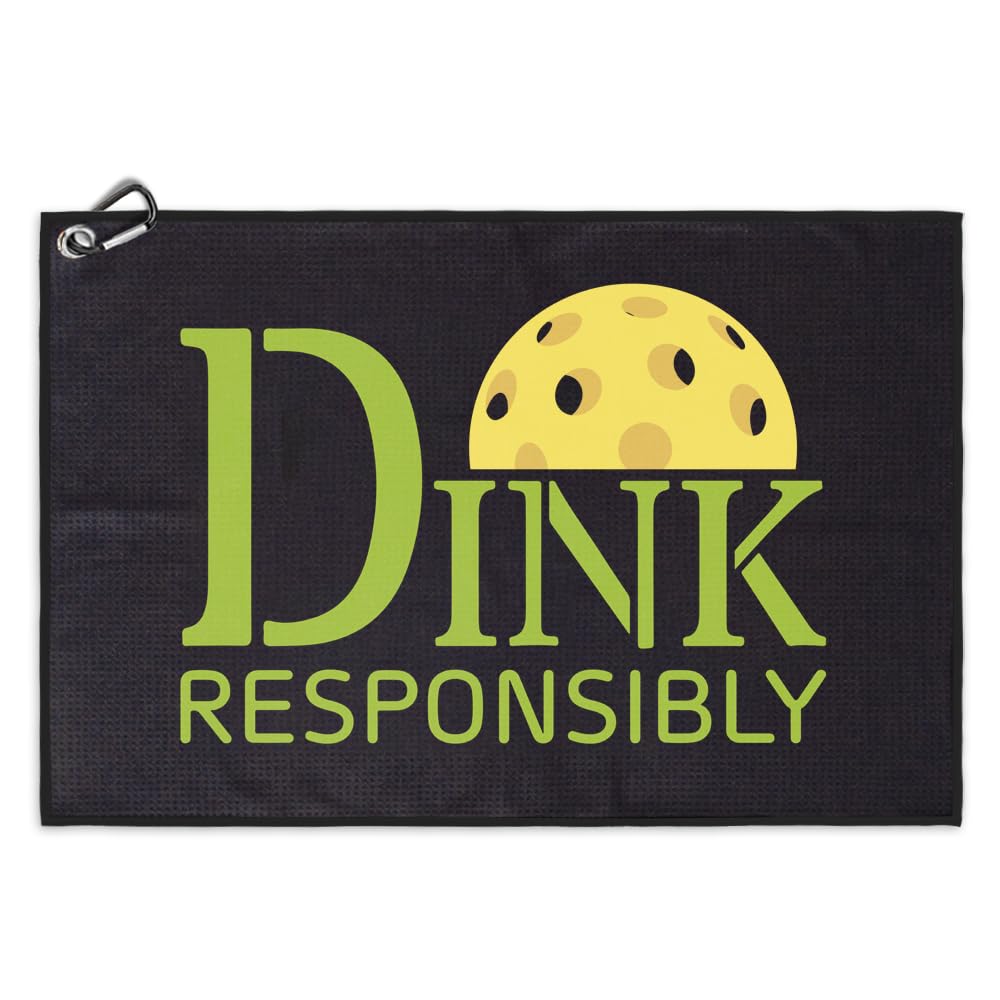 Msticey Dink Responsibly Funny Printed Microfiber Pickleball Towel with Clip, Great Pickleball Gifts for Dad Grandma Grandpa, Mother's Day Golfer Birthday Gifts, Pickleball Accessories for Men Women
