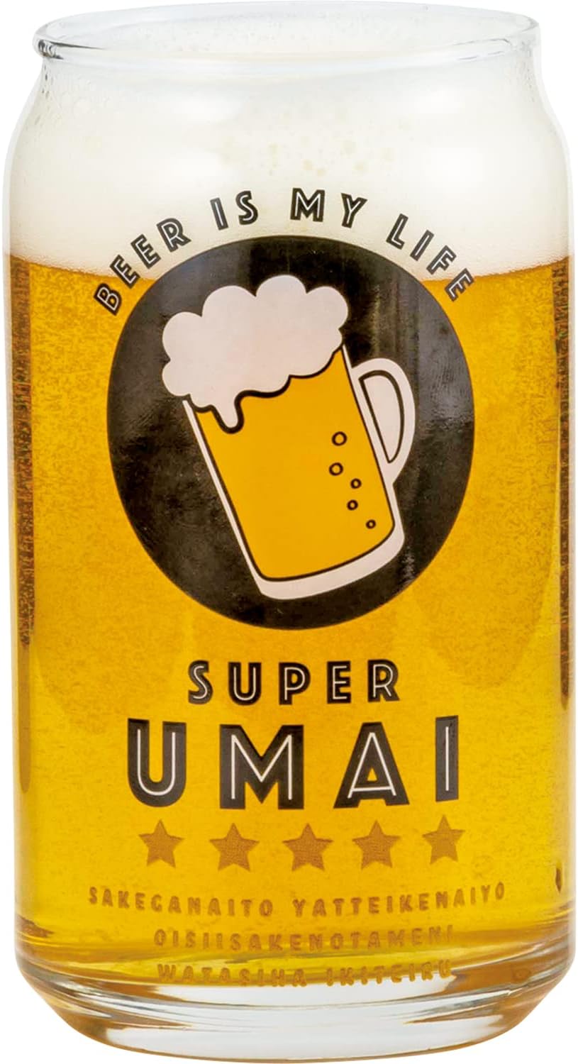 サンアート Sun Art SAN3882-3 Super UMAI Funny Tableware, Can Shape, Glass, Approx. 12.2 fl oz (360 ml), Beer, Made in Japan
