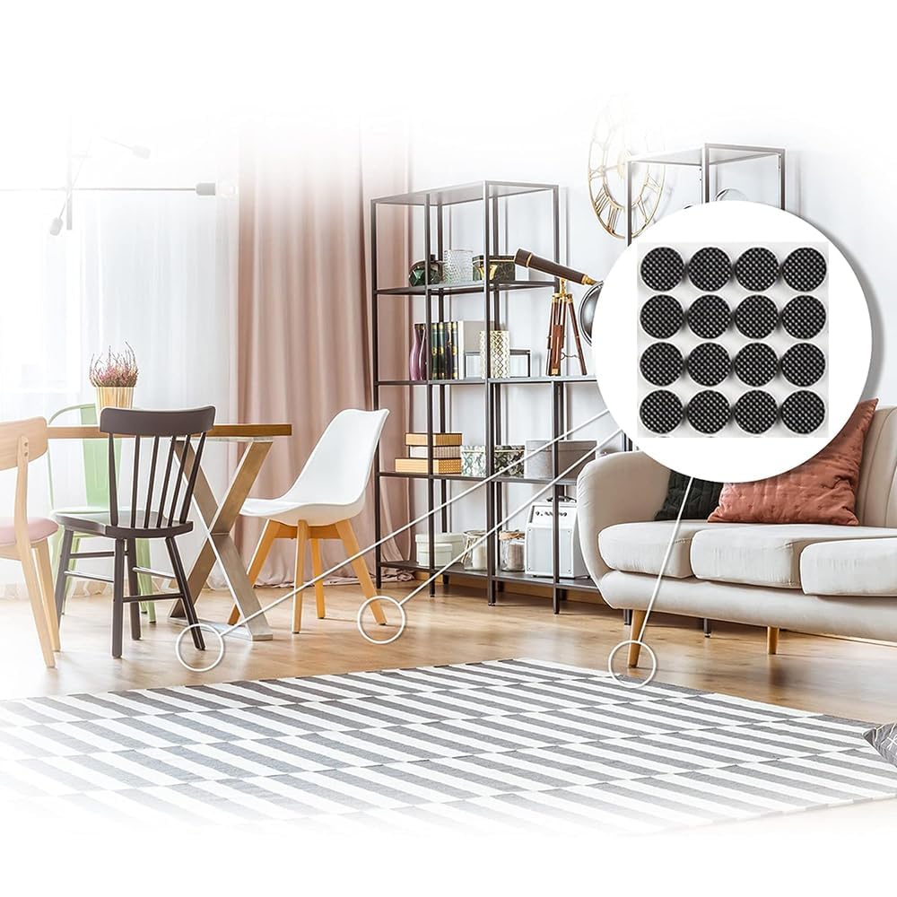 Sky Craft Chair Leg Floor Protector, Fapiwen Non Slip Furniture Pads, Self Adhesive Furniture Feet Rubber Grippers Pads Anti Scratches Reduce Noise for Hardwood Floors Protectors (Pack of 40 PCS) 2