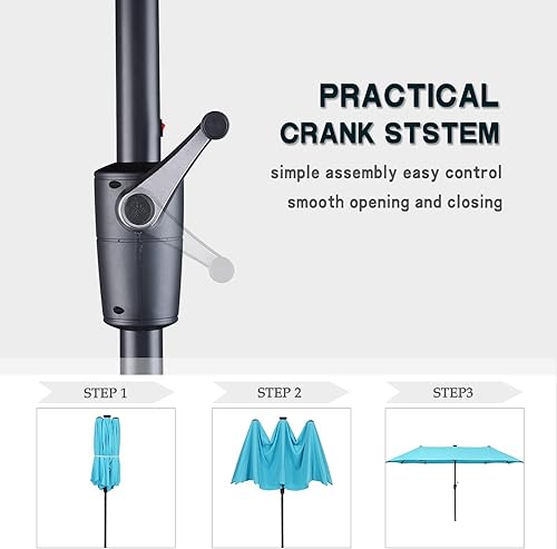 Miniatura 4 de Joppoint Sombrilla de patio, sombrilla grande de doble cara de 1315 pies para exteriores, con luces solares, para piscina, jardín, terraza y patio