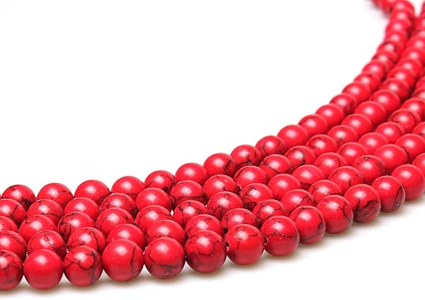 MJDCB 12mm 30 piezas Cuentas de Piedra Turquesa Rojo Sintéticas Redondas Sueltas Piedras Semipreciosas para Hacer Joyas Pulseras Collares - 5