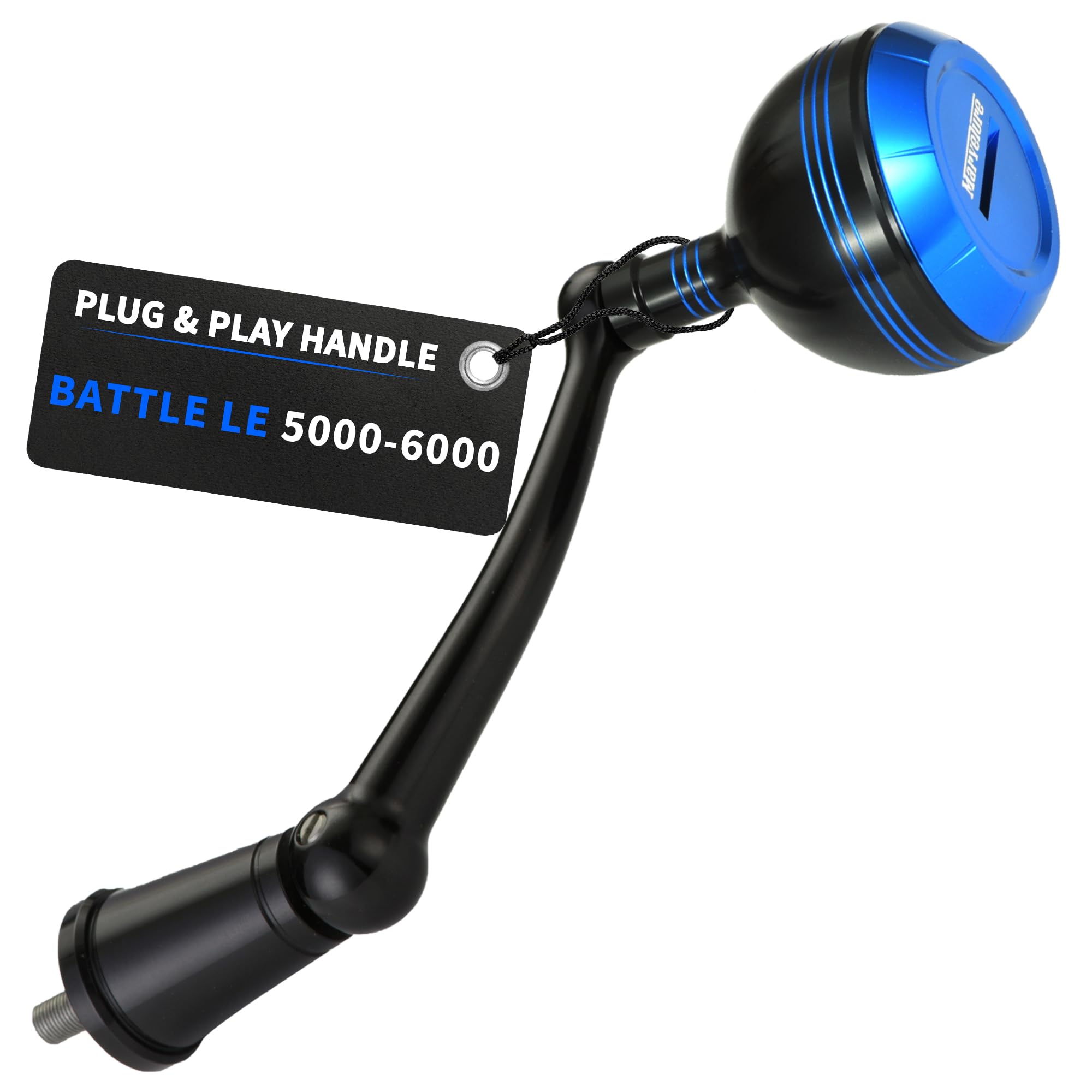 MARVELURE Foldable Power Handle for Penn Battle II III IV, Battle IV HS, Battle III LE Spinning Fishing Reel Replacement Handle (Black Blue, for Battle III LE 5000-6000 Thread)