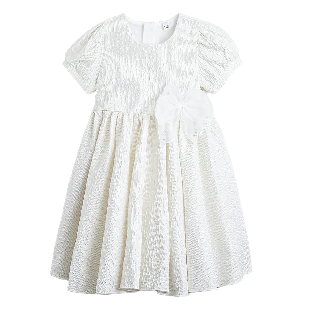 Hopscotch Girls Bow Applique Textured Party Dress in White Color - Review, Price and Buying Guide