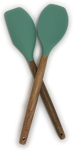 Miniatura 2 de Prepara Juego de 2 cucharas y espátulas de acacia y silicona, color verde espuma de mar