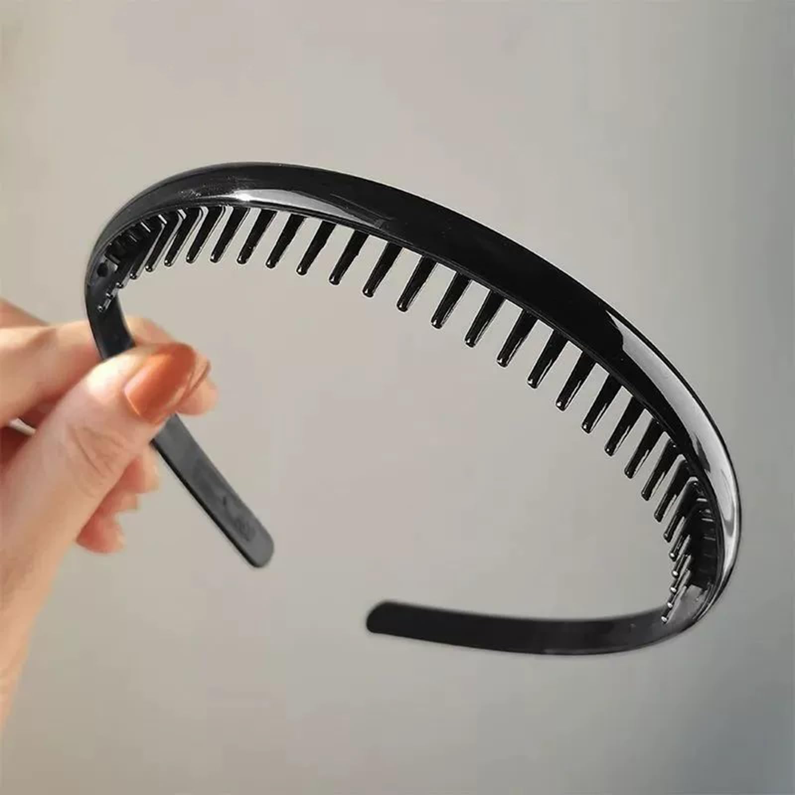 Ling & Bai 4Pcs Unisex Headbands Fashion Teeth Hairbands Black Plastic Anti-slip Hairband Sports Headdress Hair Accessories for Women Men (Black - Image 2