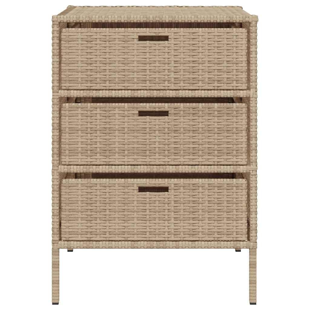 vidaXL Armoire de Rangement de Jardin, Résine Tressée Beige avec Tiroirs