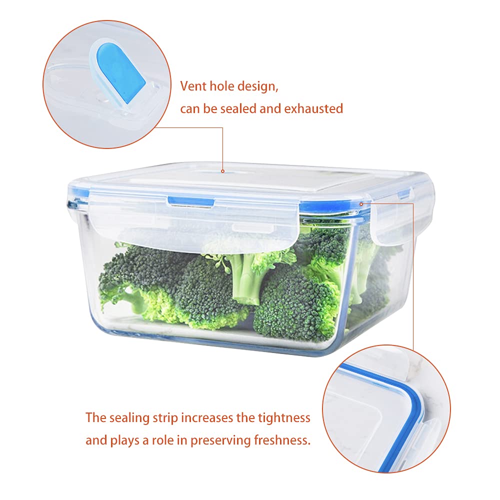 Glasbehälter-Set, quadratisch, 8-teilig, mit verschließbarem Deckel, ideal zur Aufbewahrung von Lebensmitteln, Gemüse oder Obst, zum Backen von Kuchen und anderen leckeren Lebensmitteln (quadratisch)