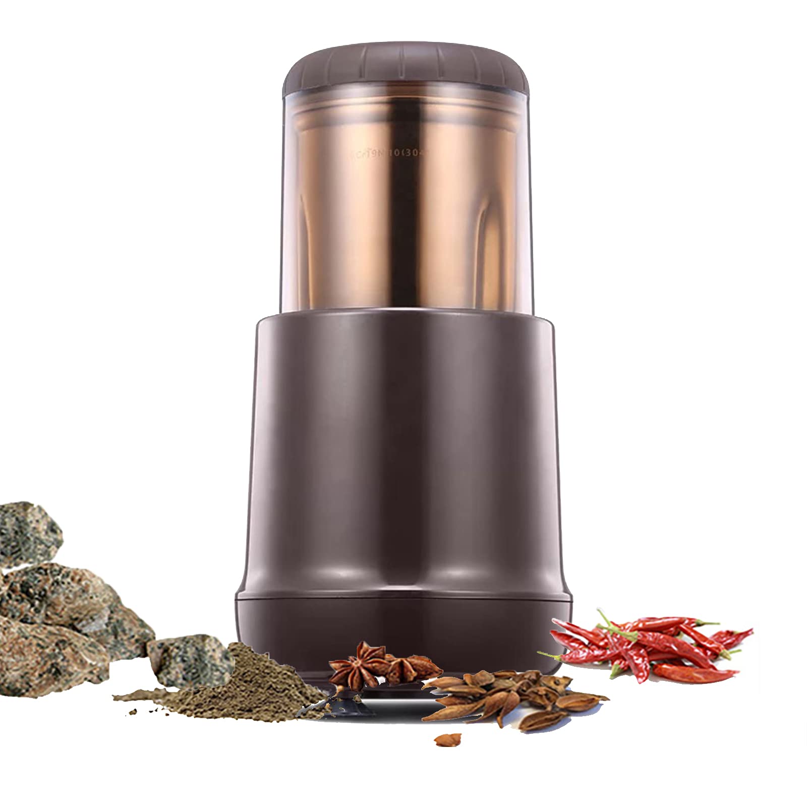 Molinillo de grano eléctrico de 220 V Cuchilla de molinillo de café de acero inoxidable, molinillo desmontable Molino pequeño y portátil para granos de café Semillas de especias Pimienta little