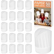 50 Pack Chef Hats for Kids, Disposable Paper Chefs Hat Bulk DIY Kids Chef Cap for Baking, Cooking, Activity, Pizza Party