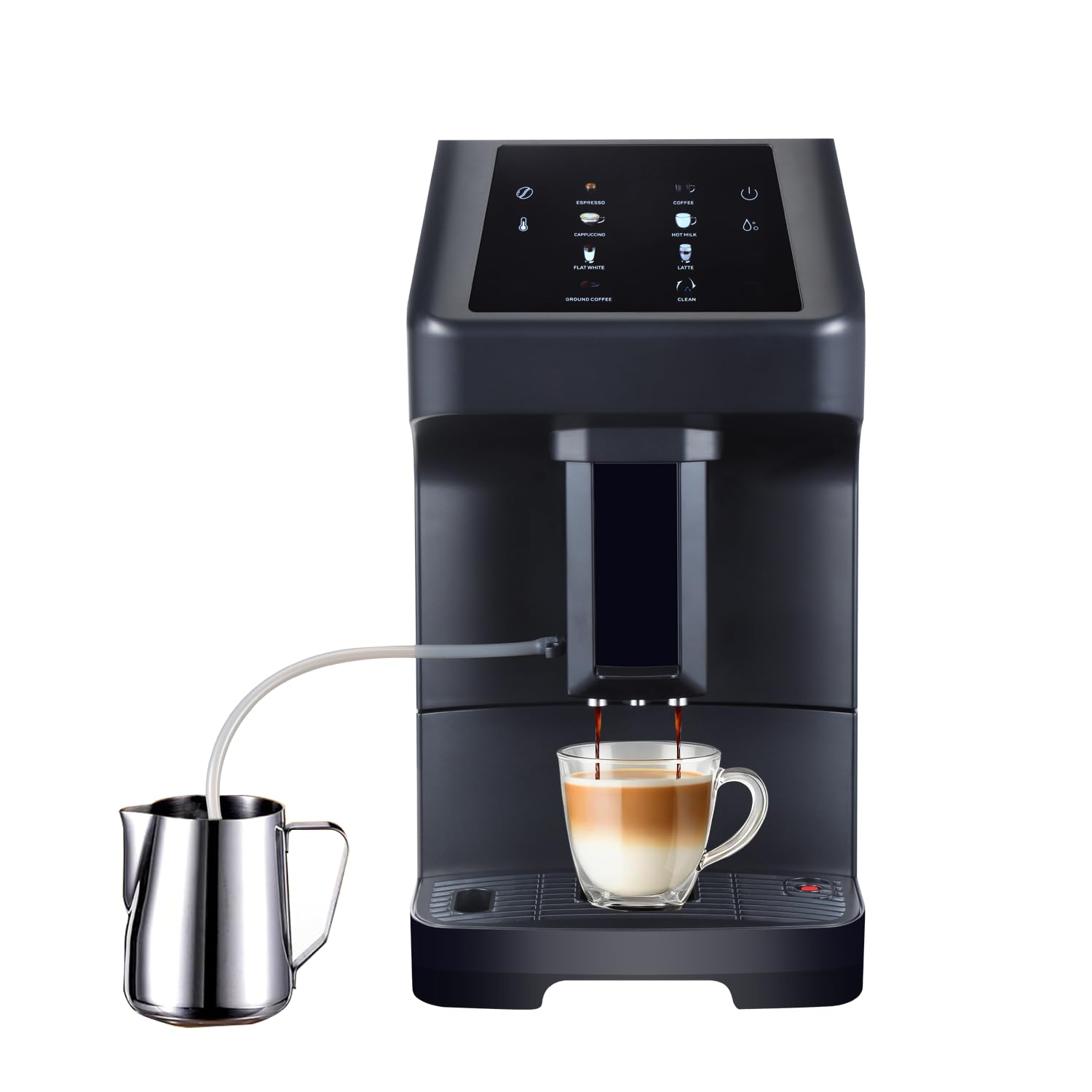 Zlinke Automatic Espresso Machine With Grinder 19 Bar Coffee Maker with Self-Cleaning Touch Control for Latte Cappuccino Americano