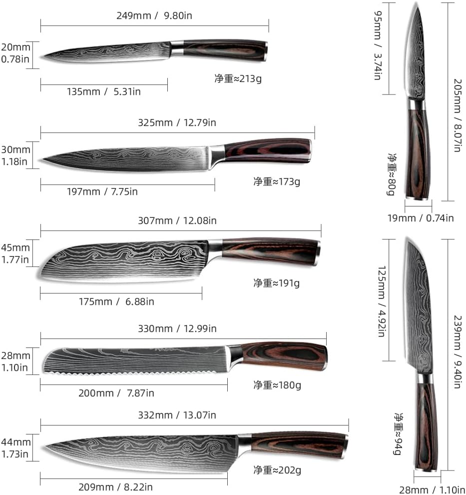 7PCS Kitchen Knife Set, Professional Japanese Chef Knives with High Carbon Stainless Steel Ultra, Sharp Aikido Knife Set for Cooking Meat, Fruits, Vegetables - Image 2
