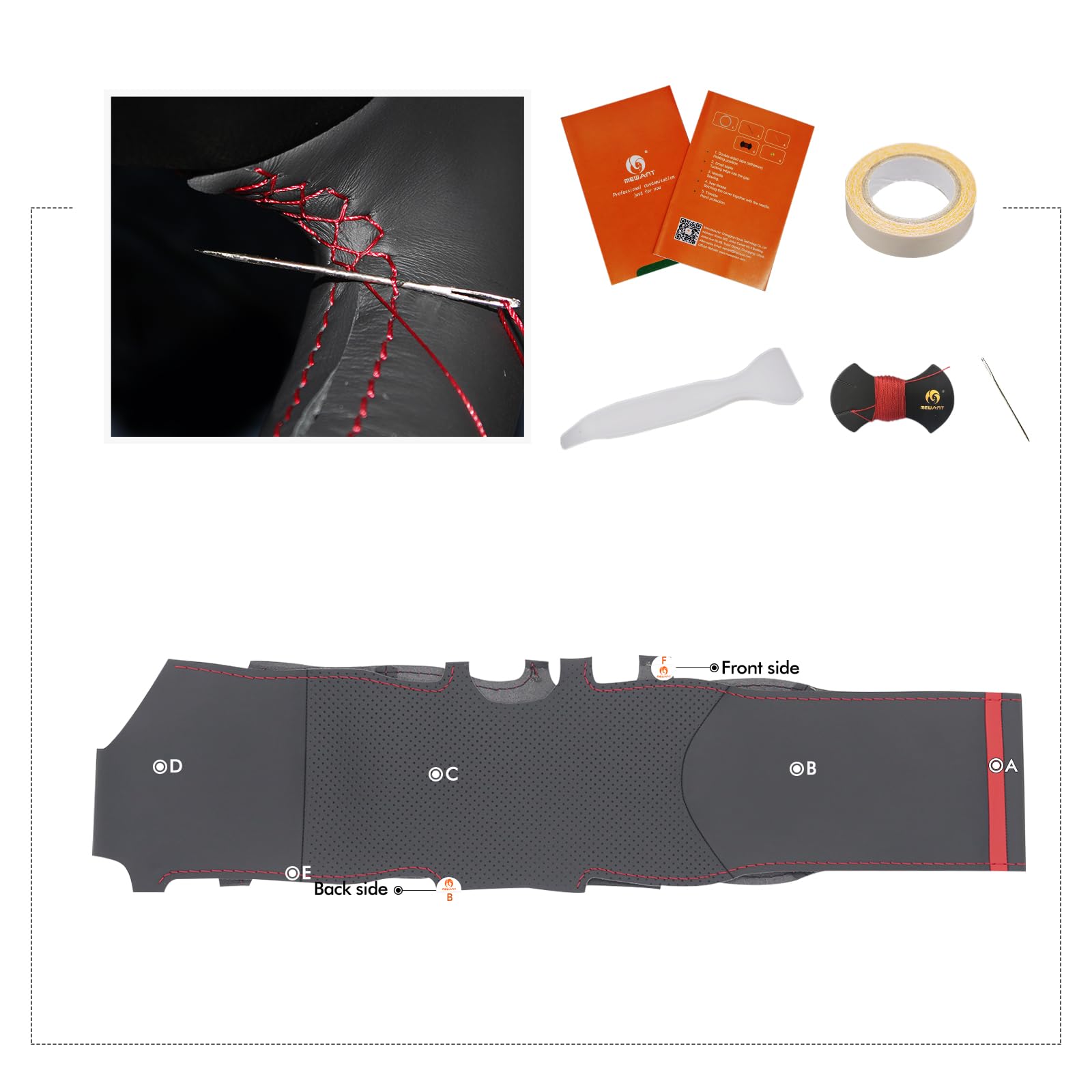 MEWANT Ręcznie szyte pokrowce na kierownicę do samochodu Opel Corsa OPC 2008-2014 pokrowiec na kierownicę akcesoria do Opel Corsa