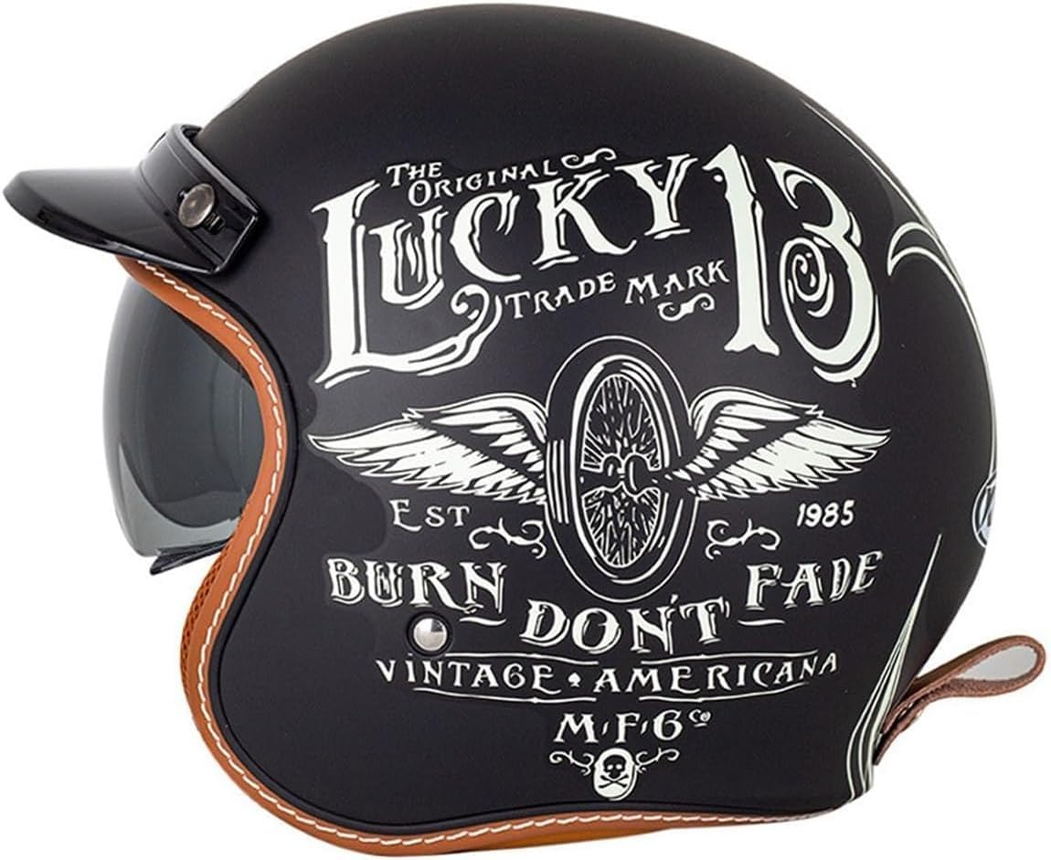 Casque jet moto vintage ouvert avec visière intégrée pour scooter F S