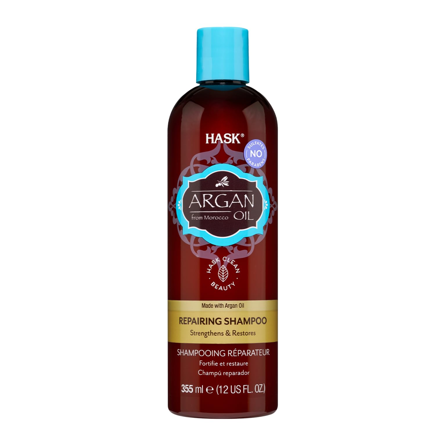 HaskArgan Shampoo For Damaged Hair 355ml Repairs Hair, Dryness, Roughness, Dullness And Split-Ends | Sulphate And Paraben Free Shampoo