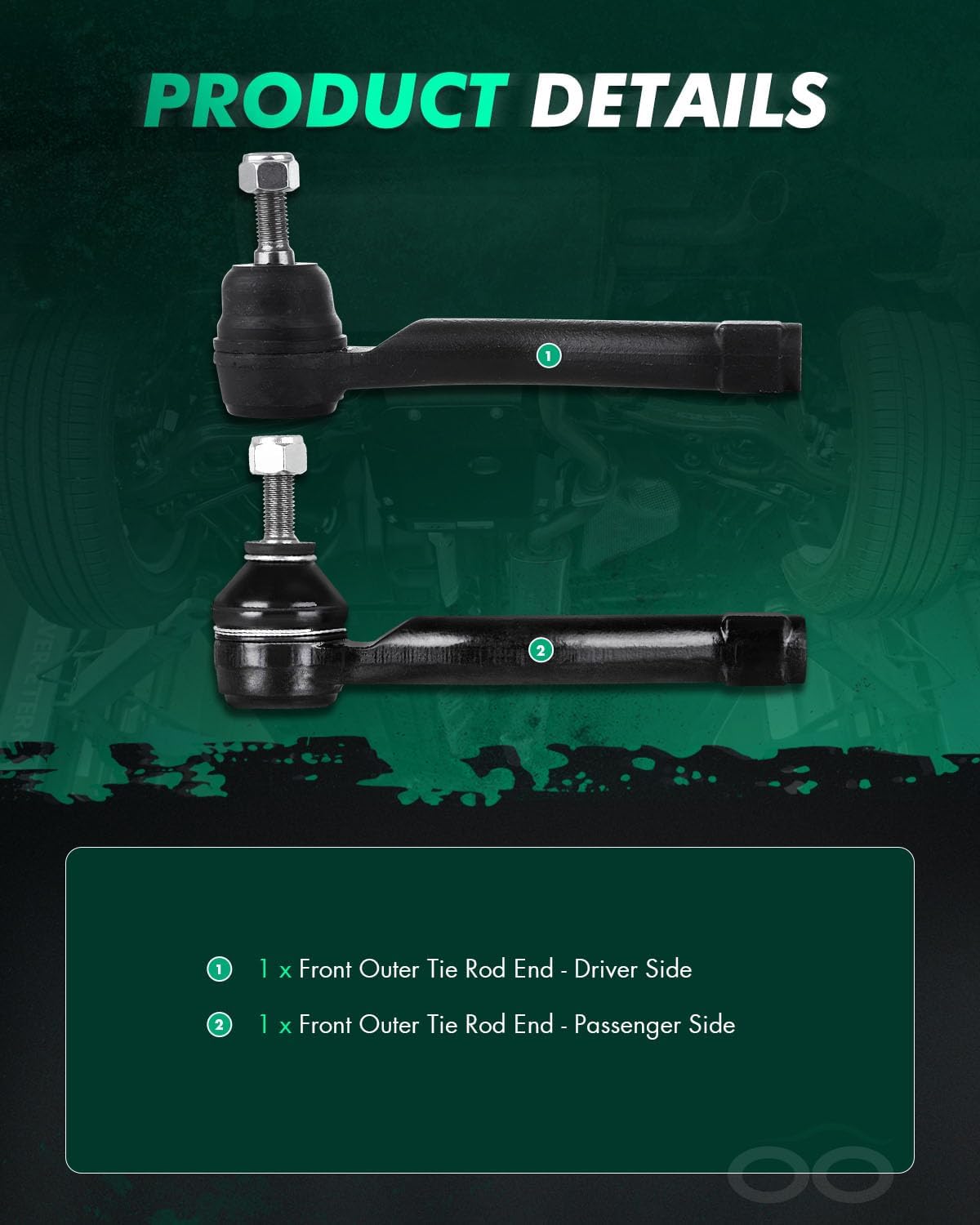 SCITOO 2pcs Suspension Kit Front Outer Tie Rod Ends Steering Tie Rods fit 2007 2008 2009 2010 2011 2012 for Nissan Sentra ES800574 ES800575