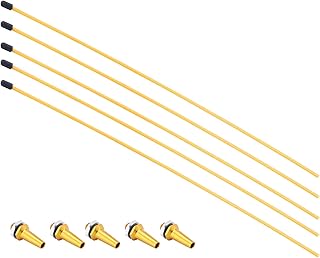 Bettomshin RC Antenna Tube Yellow with Golden Mount and Cap for RC Boat 5Pcs