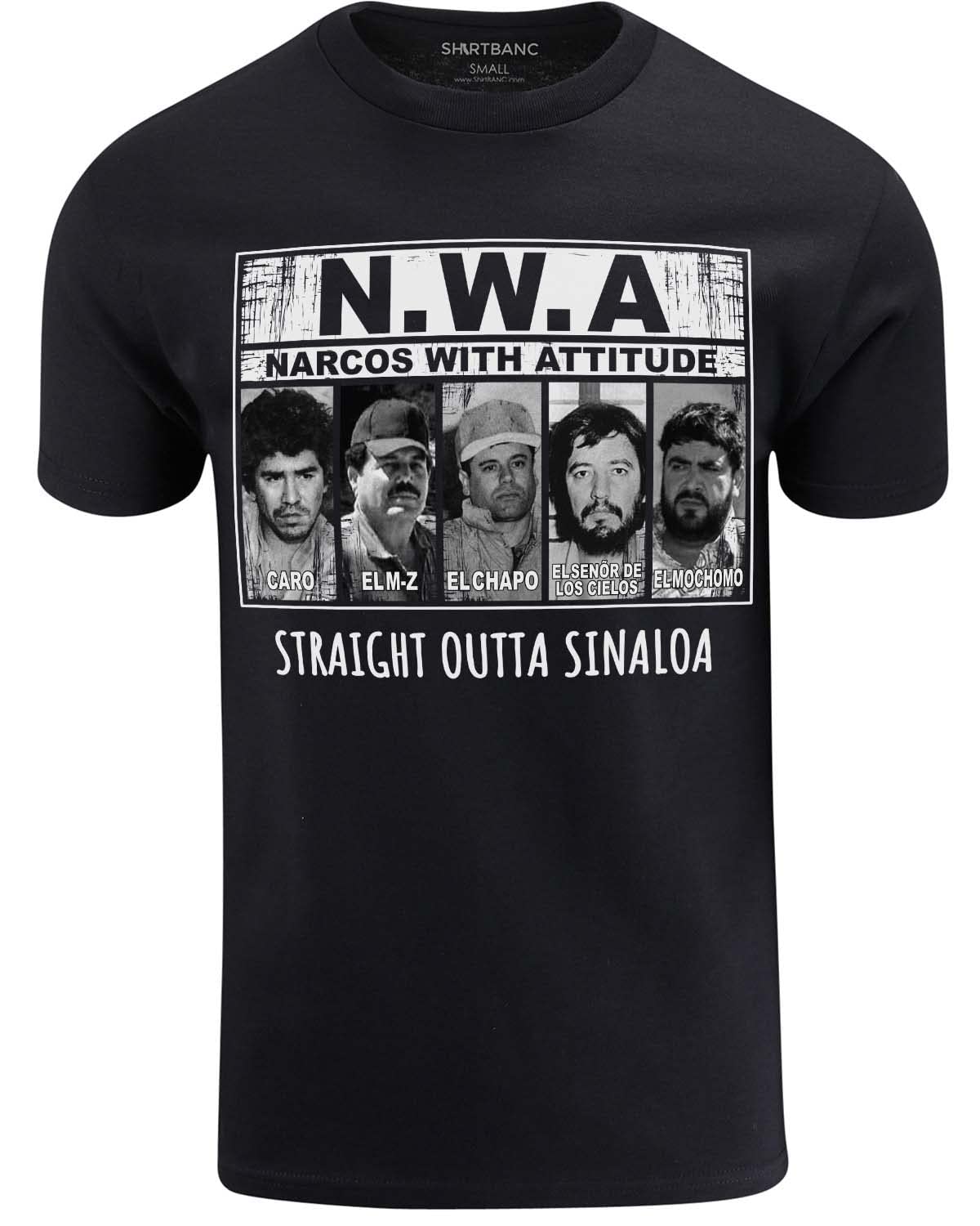 Cartel Mens N.W.A. Narcos with Attitude Shirt Straight Outta Sinaloa