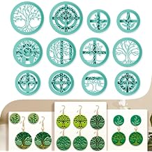 12Pcs Trees of Life Polymer Clay Cutters Clay Earrings Cutters | Boho Round Polymer Jewelry Cutter for Adults Earrings Making Birthday Party DIY Supplies