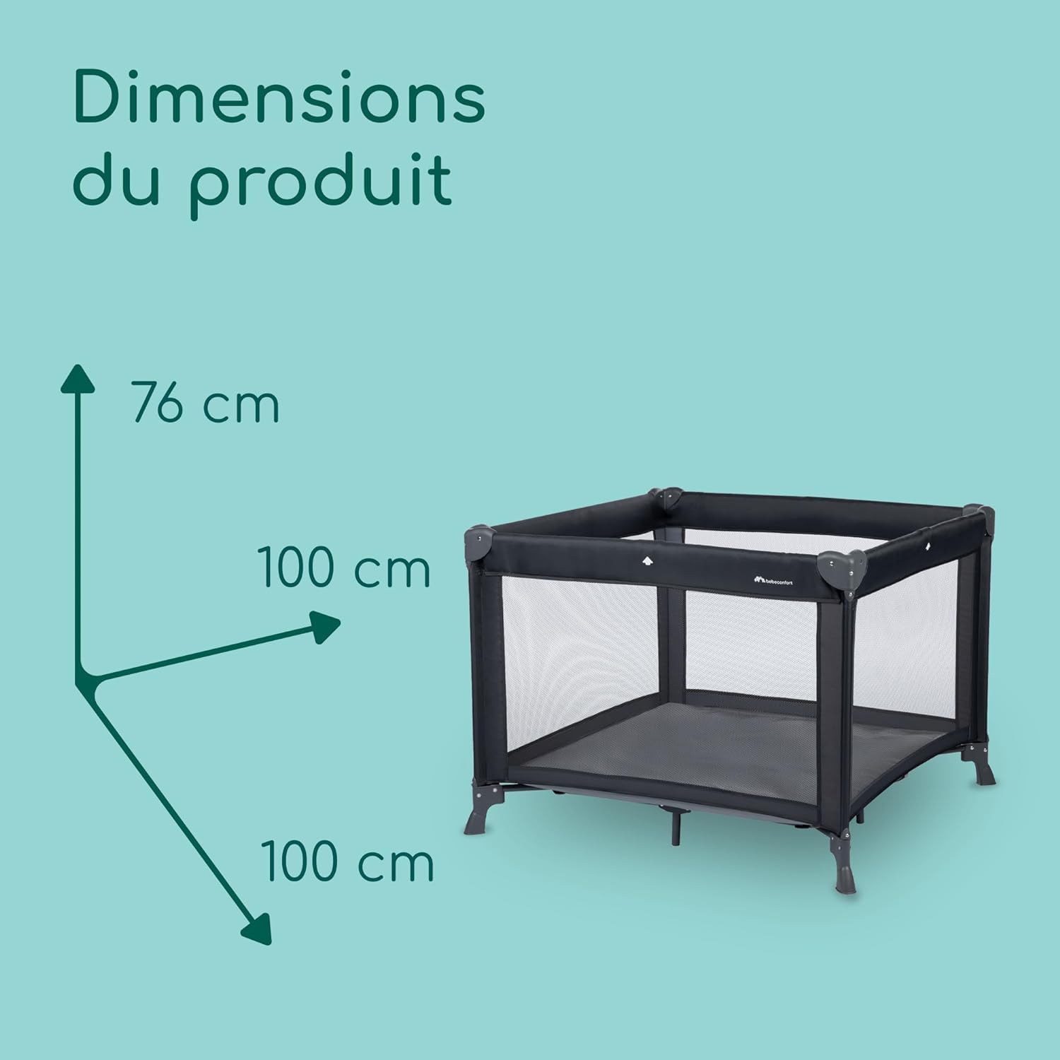 Bebeconfort Circus, Solution 2-en-1 Parc bébé et Lit parapluie, Lit de voyage compact, De la naissance à 3 ans, jusqu'à 15 kg, Mineral Graphite