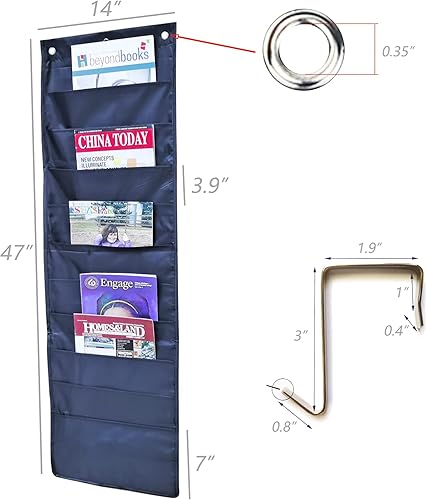 Miniatura 5 de FixtureDisplays 15651-NPF - Organizador de archivos para colgar en la pared, para oficina, hogar, escuela, aula, taller, 14 x 47 pulgadas, color