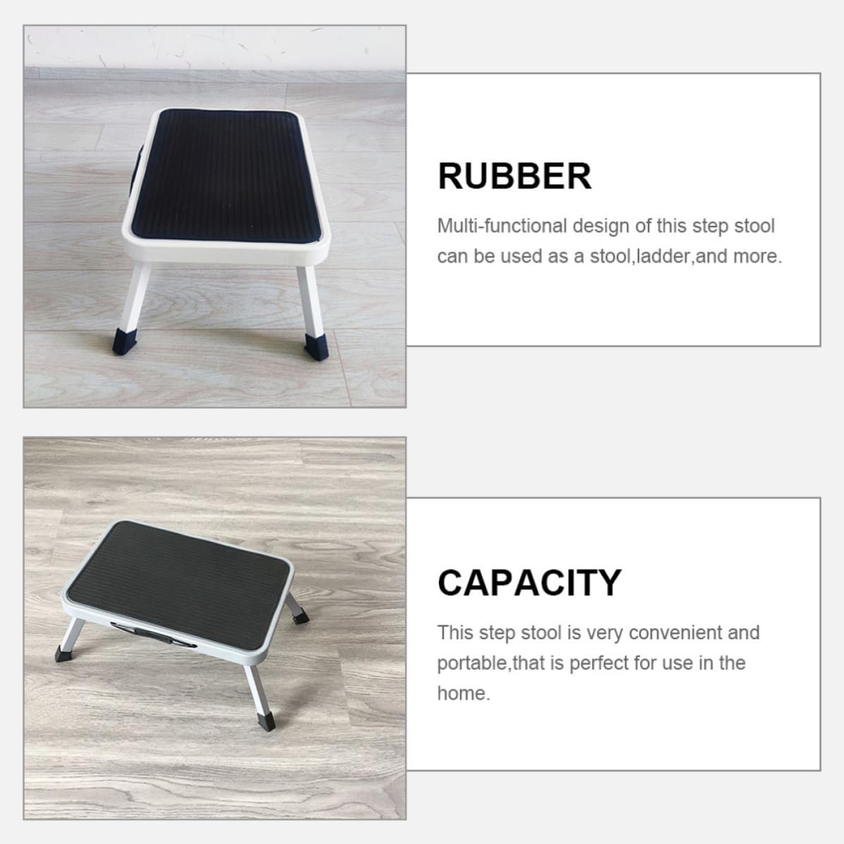 Hemobllo Taburete de Escalón Plegable de Metal Patas de Goma Antideslizantes, Portátil y Multiusos para Uso en Interiores, Capacidad de Carga Fuerte