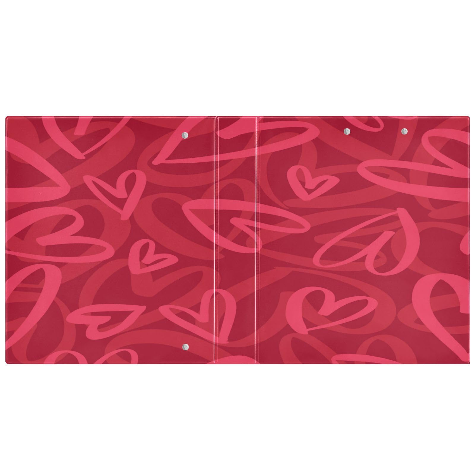 SKYSHU Love Heart - Raccoglitori ad anelli rotondi con 3 tasche interne in PVC trasparente, impermeabili, robusti, 3,8 cm, con clip in metallo antiscivolo, raccoglitori versatili per 200 fogli,