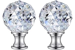 2 Pack Lamp Finials, Crystal Finial, 1/4-27 Inch Base