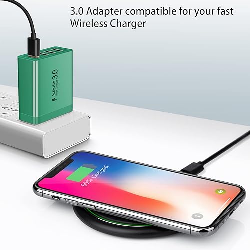 Miniatura 7 de Bloque de carga de 4 puertos, paquete de 3 enchufes USB de carga rápida de pared 3.0 con bloque de carga rápida compatible con iPhone 1413Pro Max,