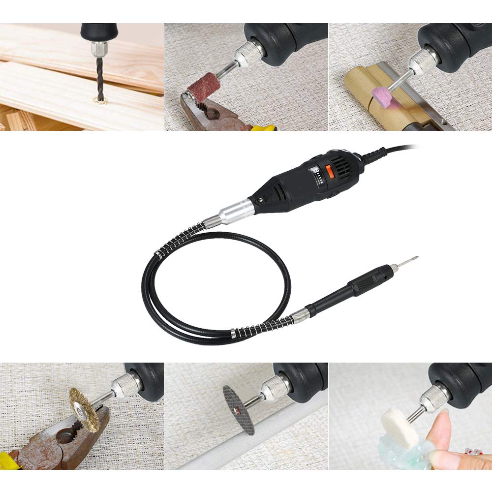 Herramienta rotativa multifuncional 143 accesorios, velocidad variable, juego de amoladora eléctrica con mandril y eje flexible para proyectos de manualidades, creaciones de bricolaje, corte, grabado