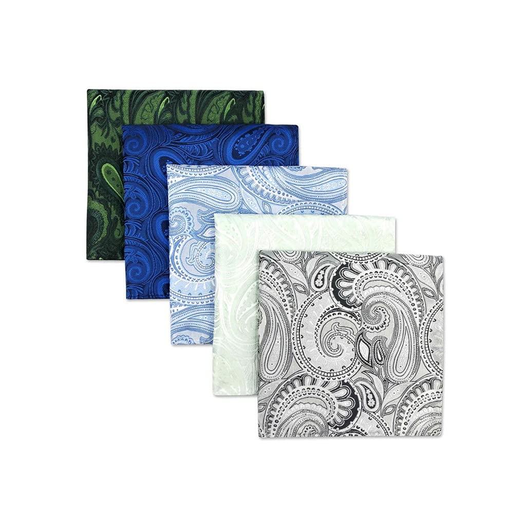 5-teiliges Set aus bunt sortierten Einstecktüchern für Herren, Seide, klassisches Taschentuch-Set, Geschenk, bunt (Farbe: D) (Argento)